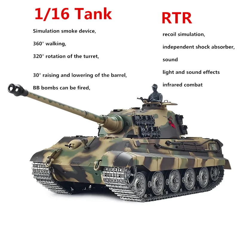 2.4G Simulation RC Battle Tank Infrared Combat 320° Rotation Of The Turret  RTR RC Tank Toys 7.0 System RC Distance 80m