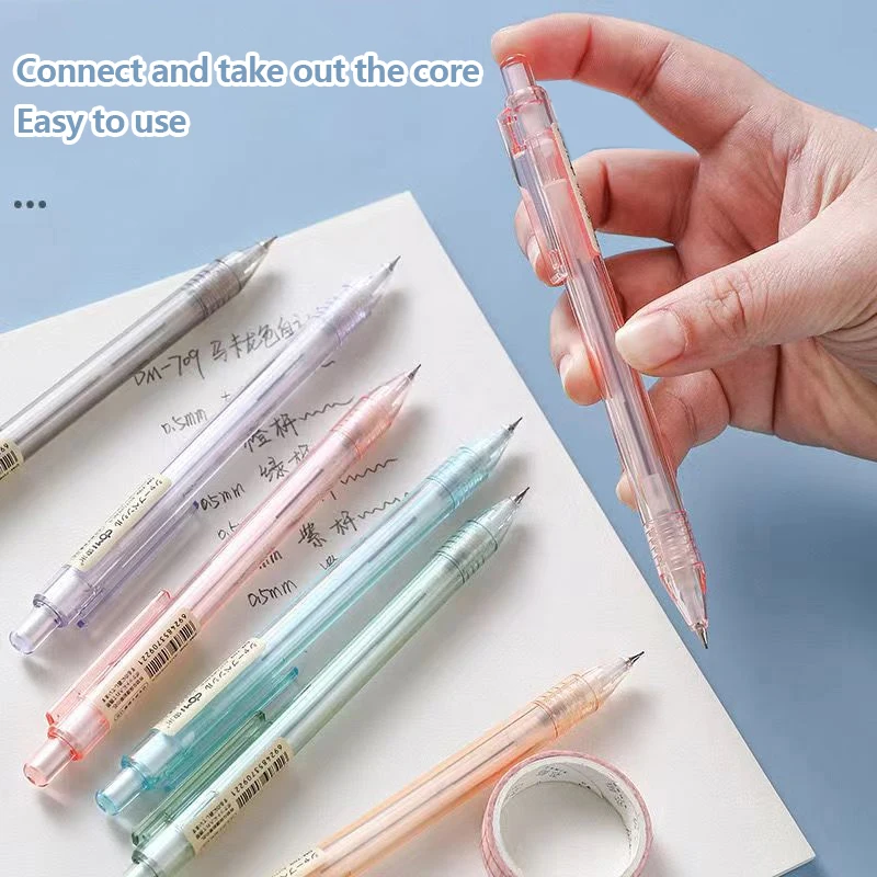 Morandi Color Transparent Automatic Pencil Cartoon 0.5mm Mechanical Pencil School Supplies Cute Stationery Writing Supplies