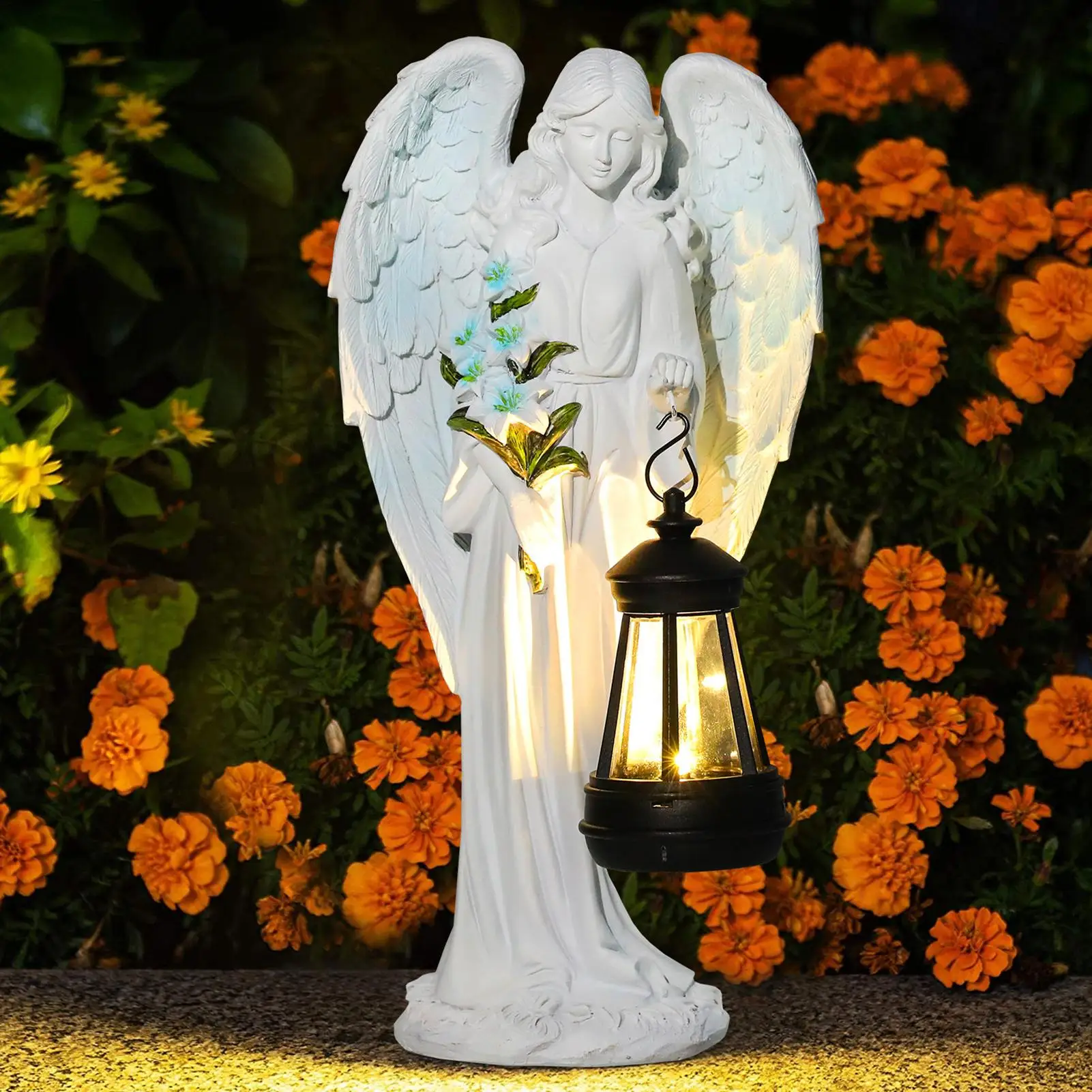

Ангел солнечные фонари открытый сад открытый химерный декор из смолы всепогодная скульптура ангела для Рождества задний двор сад патио