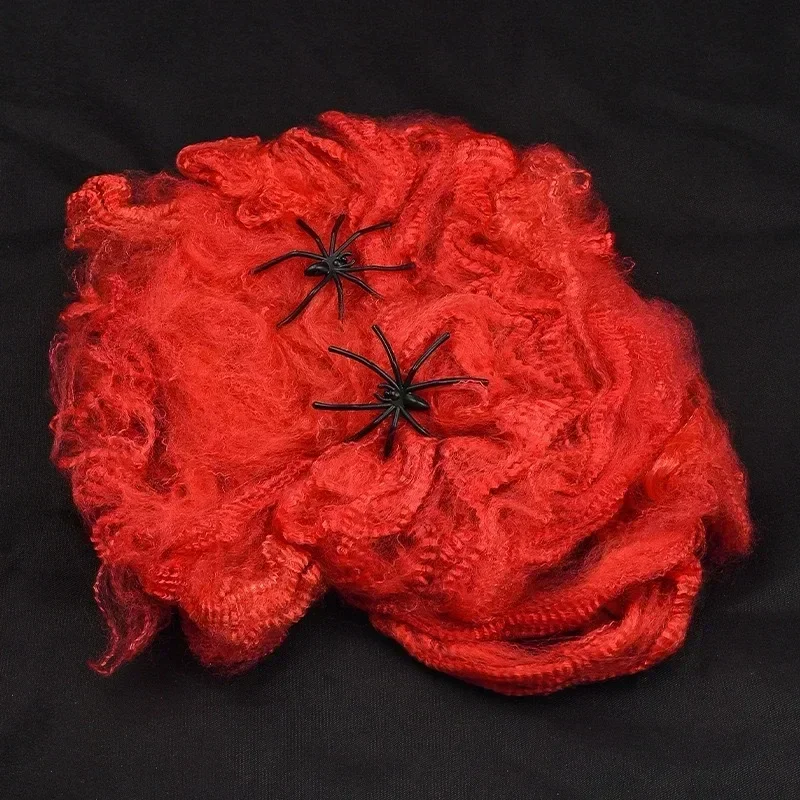 Halloween künstliches dehnbares Spinnennetz mit Spinnen Dekoration für Gothic Geisterhaus Party Horror gruselige Requisiten Accessoires realistisch langlebig perfekt für Innen Außen Halloween Partys und schaurige Dekor – Detail 16