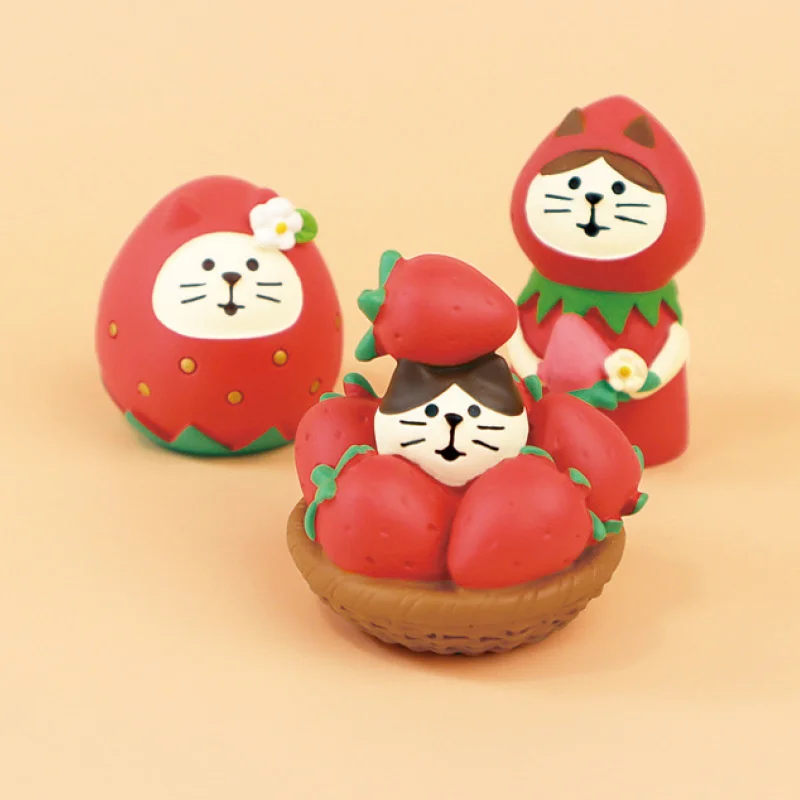 Zakka Spring Fruit Strawberry Cat Desktop Decoration Crafts Cook Photography Prop Cut-out Cake Cake Rolls Dharma Wakame Kappa