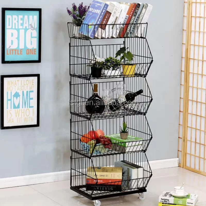 (customized)5-Tier Light Duty Metal Wire Basket Display Rack Supermarkets Snack Stand to Store Candy Potato Chips Other Snac