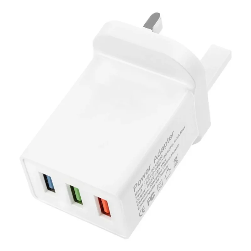 

5v2a 3 Port USB Wall EU/AU/UK Plug Convertor Power Adapter Charger Compatible with Two Feet Charging Cube Brick Box Base Head