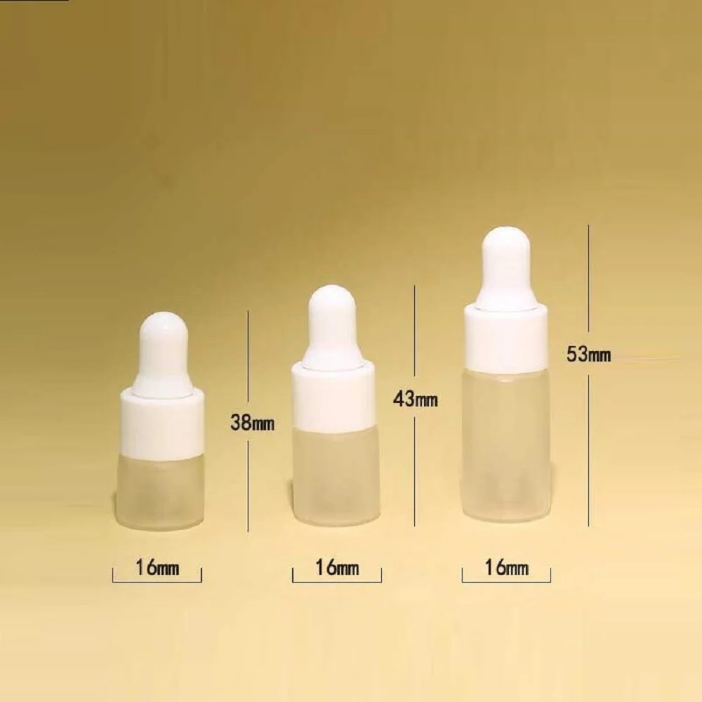 1ml 2ml 3ml Frosted Clear Glass Dropper Bottles White Lid With Pipette Essential Oil Bottle Cosmetic Packing Container Vials