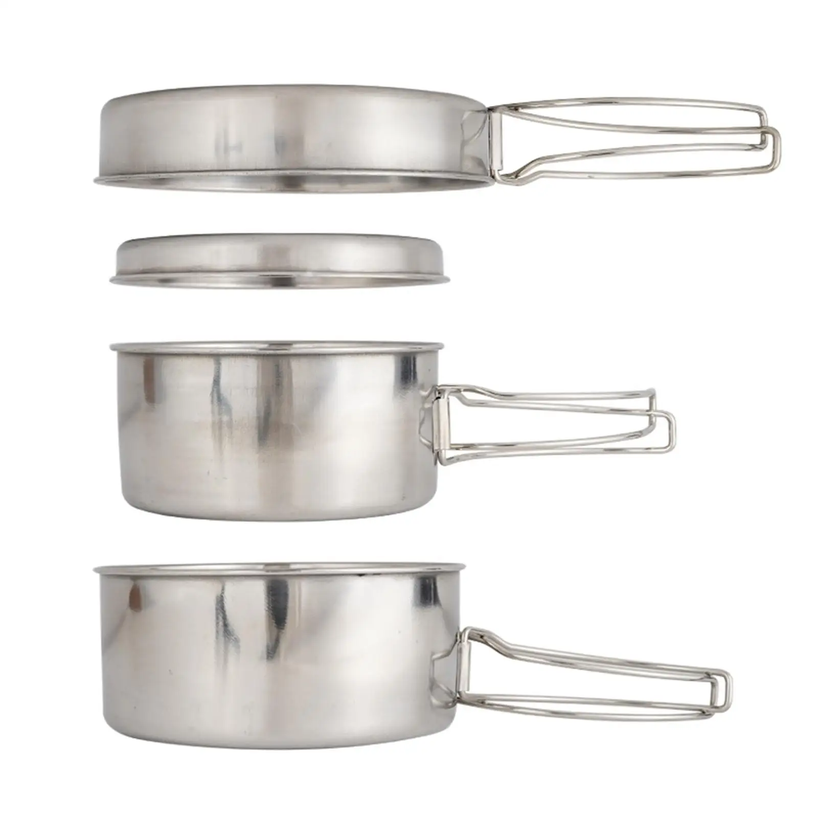 High Thermal Conductivity Stainless Steel Camping Pot Set Portable Frying Pan Cookware Outdoor Gear for Hiking Travel