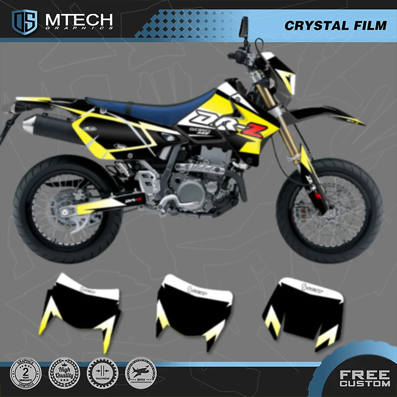 DSMTECH Custom Team Motorcycle Graphic Decal & Sticker Kit For SUZUKI DRZ400 SM S E DRZ 400 SM S E 1999-2022 Custom Number 007