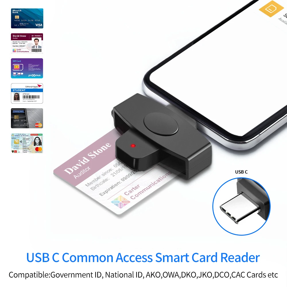 Card Reader Adapter Portable EMV Card External Reader Bank Tax Declaration Accessories Support for Windows for Mac/Android OS