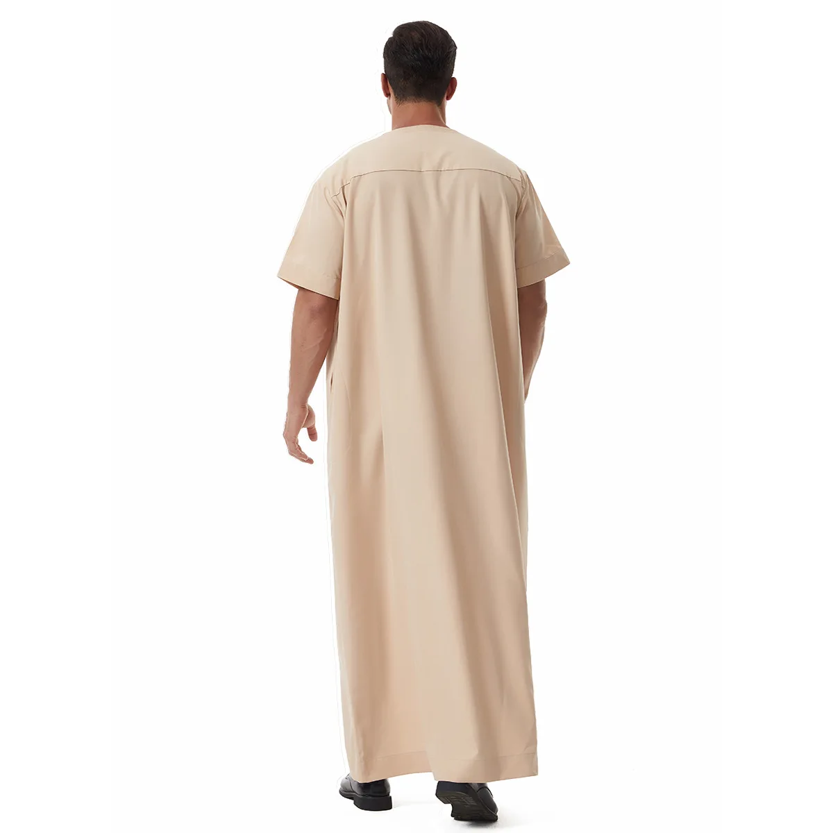 Men Jubba Thobe Eid Muslim Man Dress Long Robe Zipper Short Sleeve Ramadan Saudi Abaya Caftan Dubai Arabic Daffah Dishdasha Gown