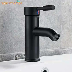 Black Basin Faucet Stainless Steel Paint Faucet Bathroom Single Handle Basin Faucets Blacked Single Hole Hot Cold Mixer Tap