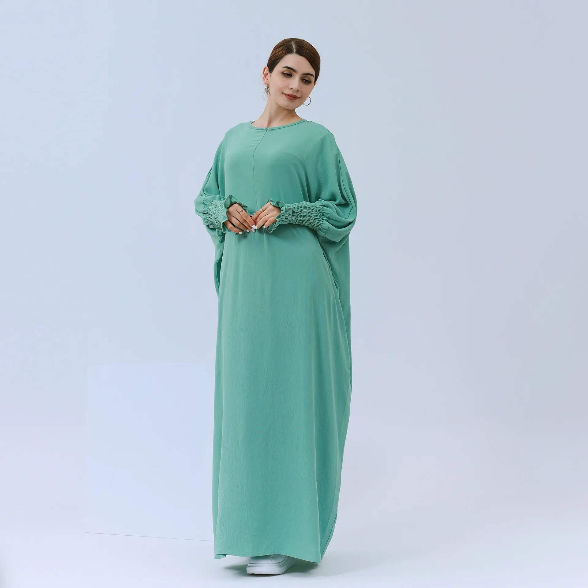 Upgraded 2023 Muslim Dubai Türkiye Solid Tiktok Bat Dress LR616