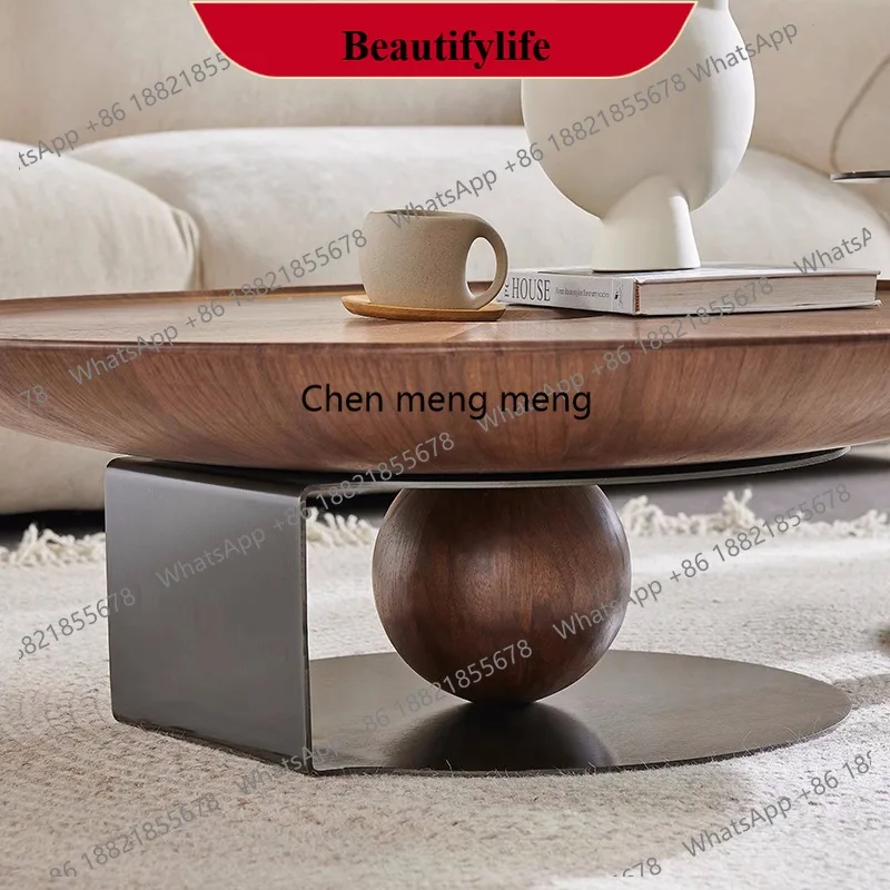

EE182 Simple Living Room Coffee Table Italian Minimalist Wood Round Light Luxury Coffee Table Personalized Creative Furniture