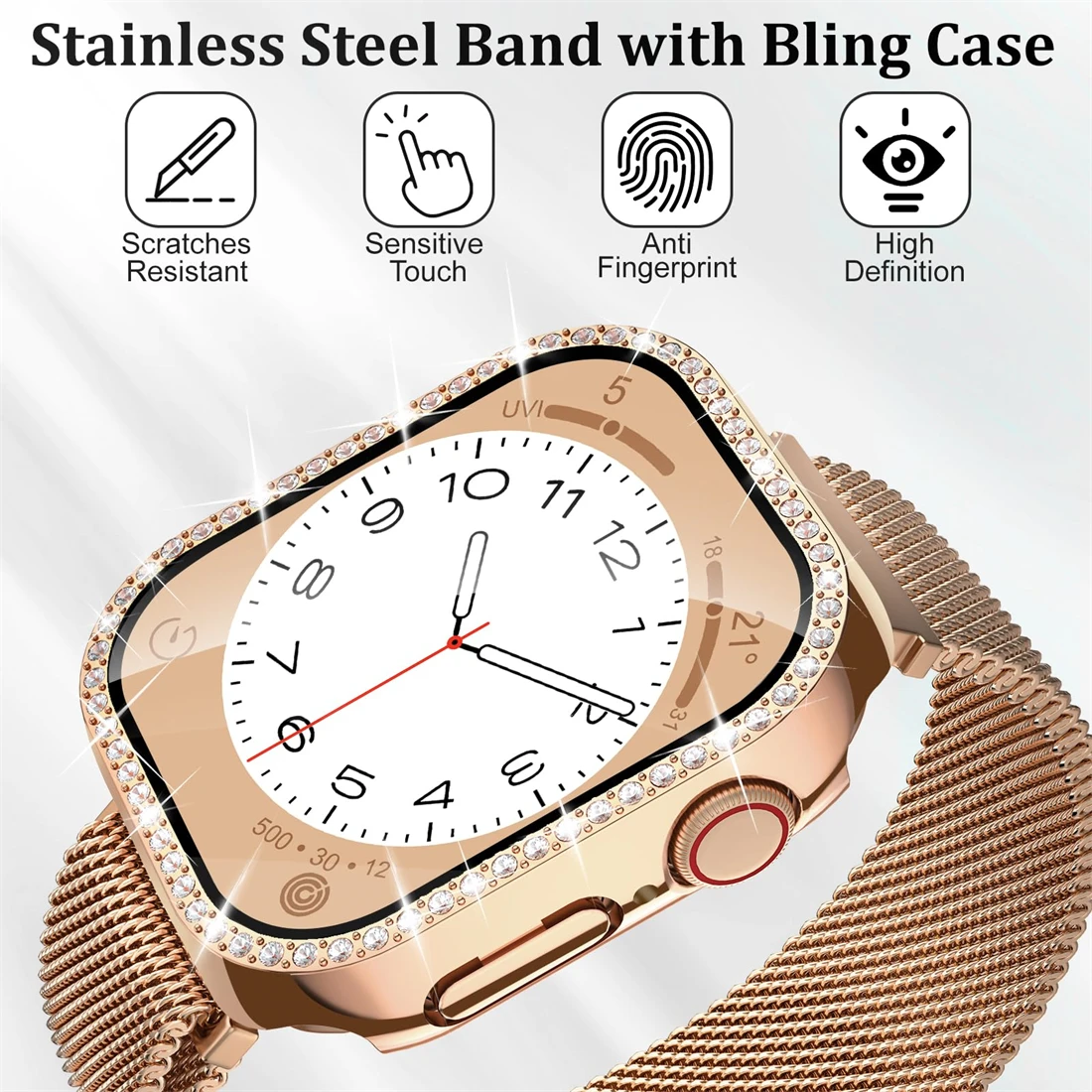 حلقة ميلانو + حافظة لسلسلة ساعات أبل 44 مللي متر 45 مللي متر 40 مللي متر 41 مللي متر 46-42 مللي متر غطاء ماسي + حزام iwatch 9 8 7 6 5 4 10 Ultra 49 مللي متر #4