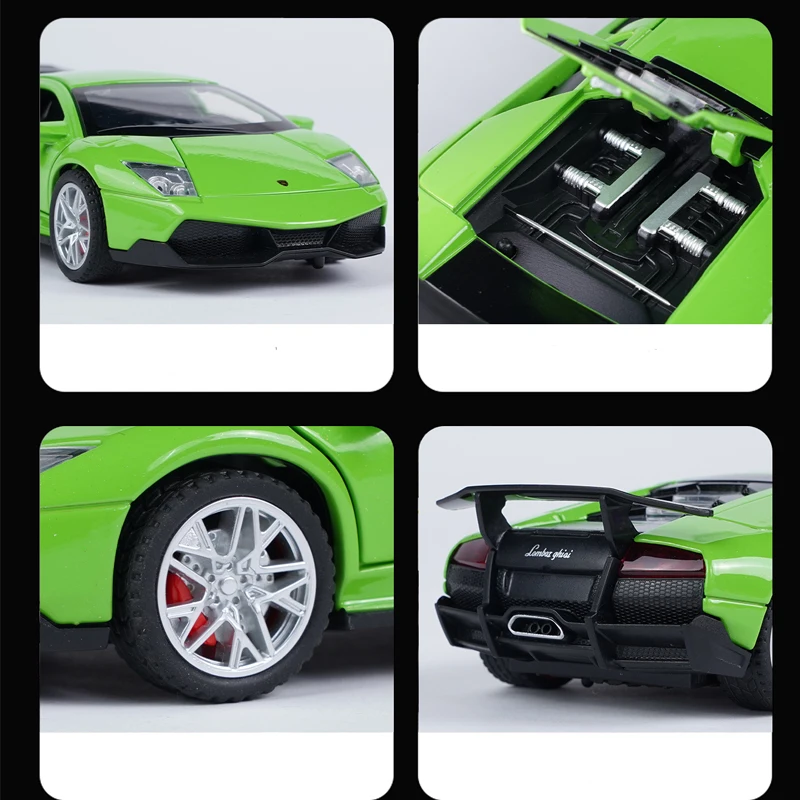 Modelo de coche deportivo Lamborghini LP670, juguetes de sonido y luz extraíble, vehículos en miniatura Voiture, regalo para niños, 1/32