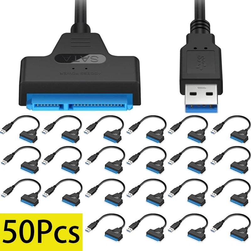 

50Pcs USB 2.0 /USB 3.0 to SATA Adapter Converter Cable 22Pin Drive Free 2.5" SATA HDD SSD for Laptop