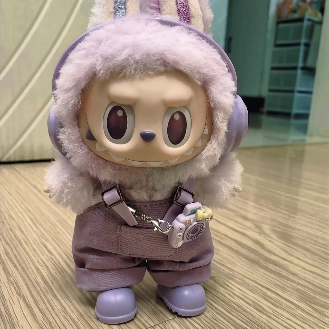 

Мини-кукольная одежда 17 см, аксессуары для Labubu V1 V2, полосатый комбинезон, шапки, очки, обувь, крутая красивая одежда, подарок