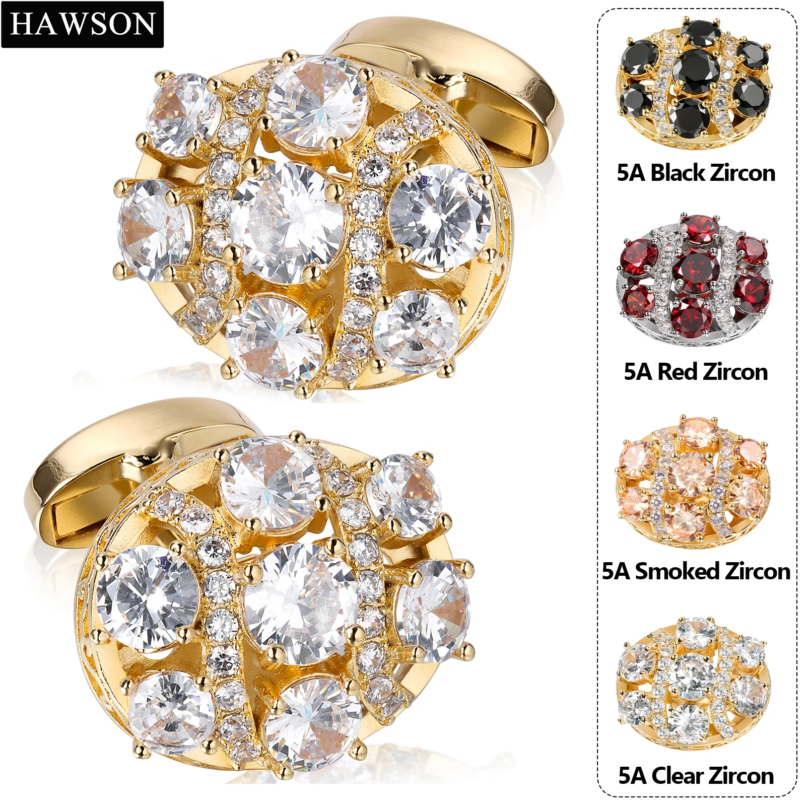 HAWSON High Quality Crystal cufflinks,Luxury Cufflinks For Men And Women french cuff shirt,The Best Business jewelry accessories