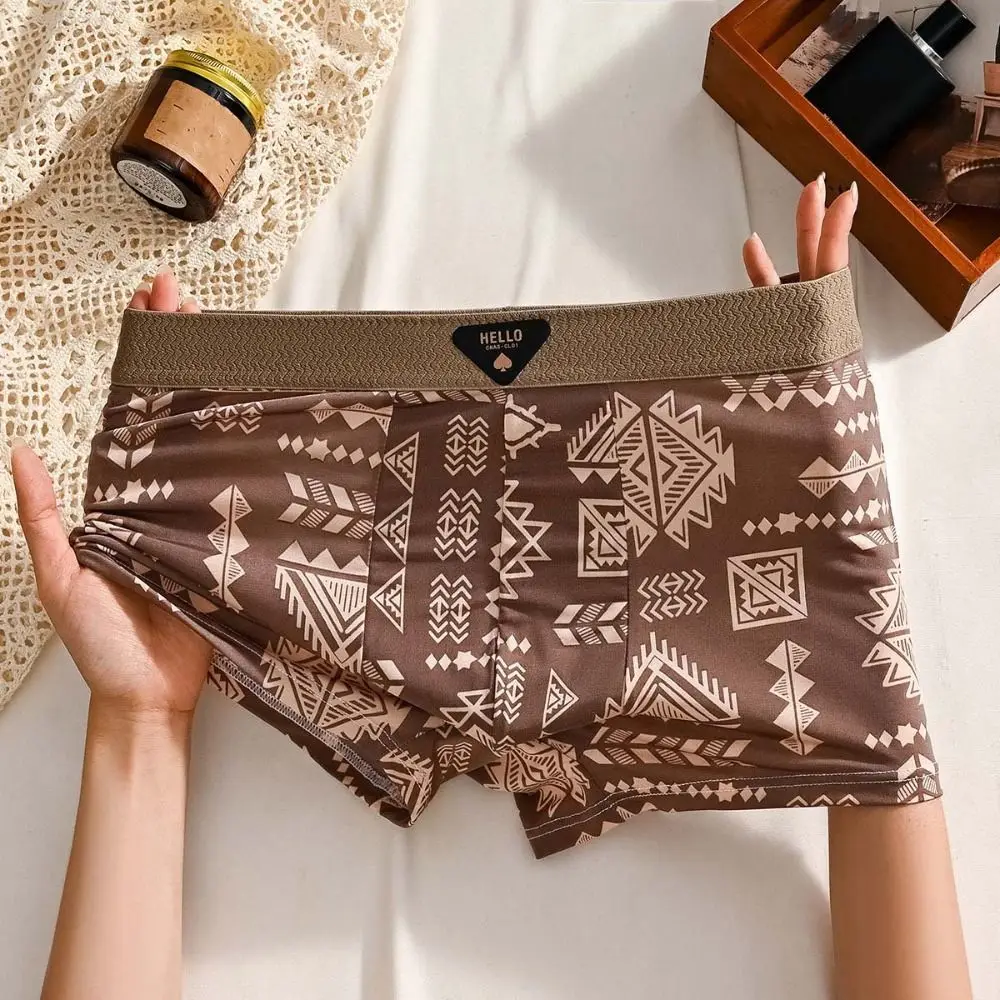 5 قطعة تنفس حجم كبير الرجال سراويل بوكسر منتصف الخصر السراويل المرنة السروال الملابس الداخلية سلس المطبوعة سراويل الهدايا #1