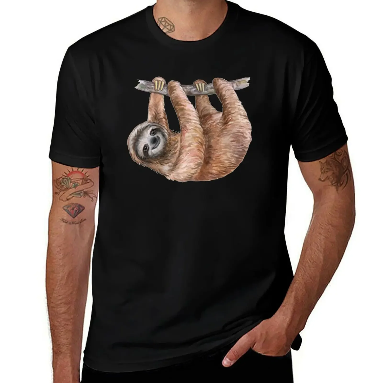 

sloths art T-Shirt graphic tee shirt custom t shirt tees t shirt men 100℅ cotton