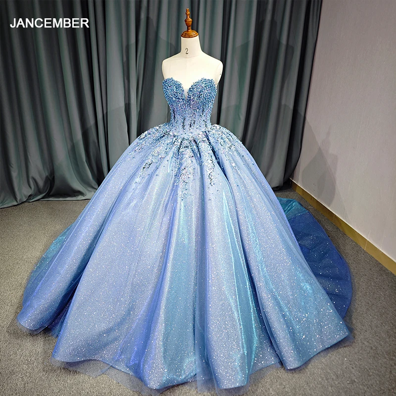 

Jancember Stylish First-rate Quinceanera Dresses For Gril Ball Gown Strapless Beading vestidos de 15 quinceañera 2024 DY6750