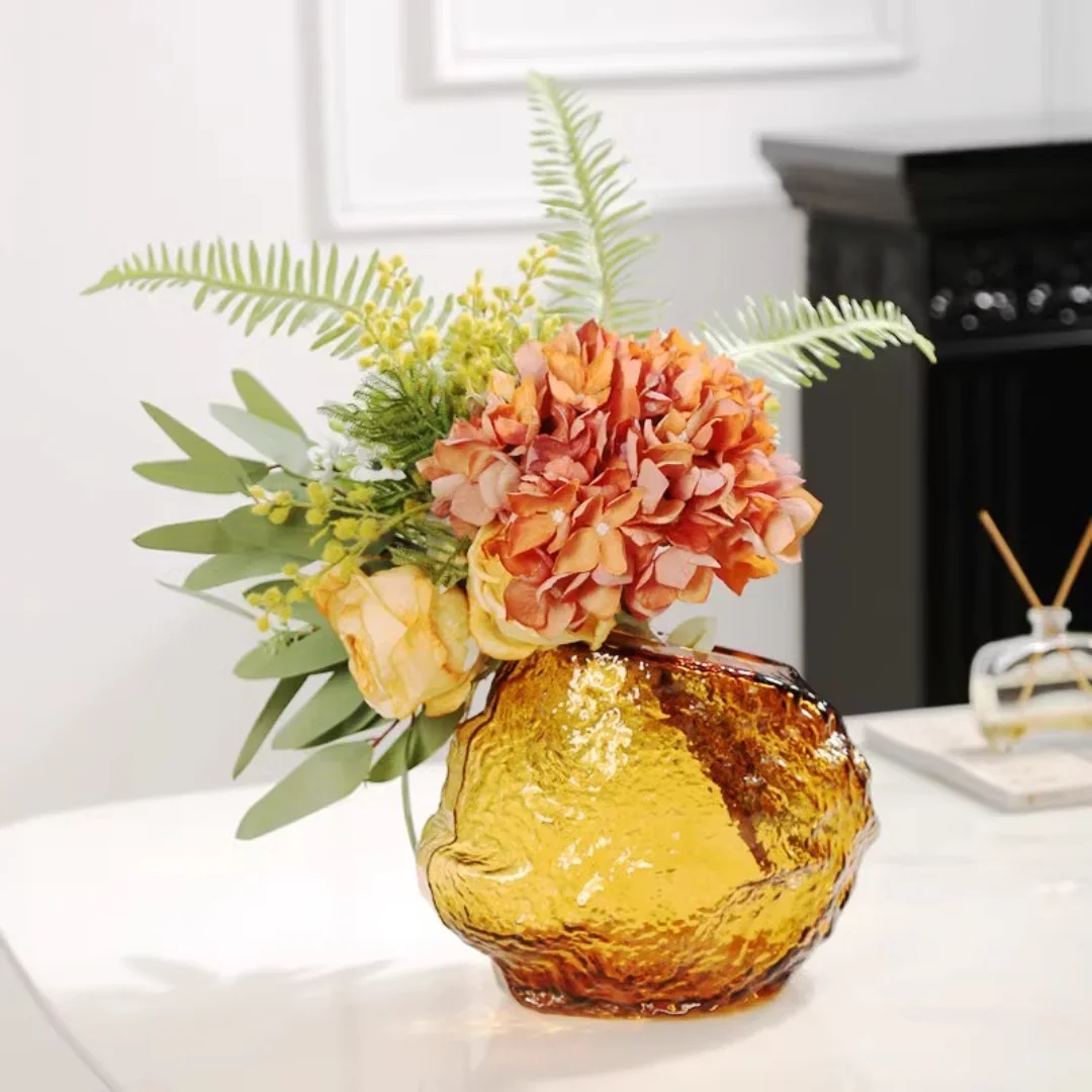 

Для 1 шт. современная роскошная косая стеклянная ваза с текстурой ледника для дома, гостиной, крыльца, гидропонная цветочная композиция, украшение вазы