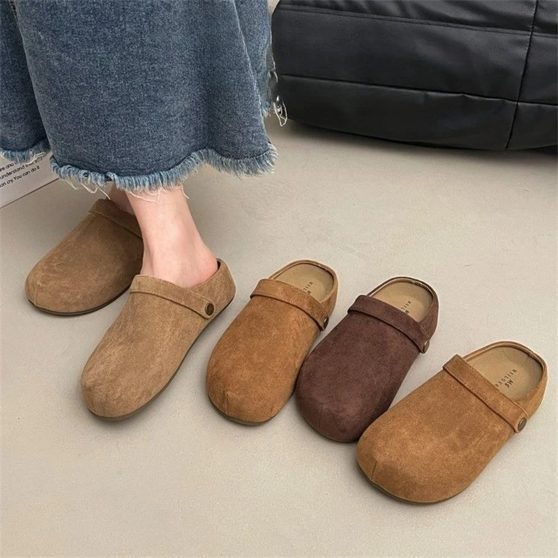 

New Womens Shoes Luxury Genuine Leather Muller Slippers for Woman Exquisite Baotou Platform Sandals Designer Shoes Zapatos Mujer