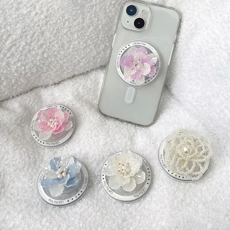 

BOHO 3D Shell Flower Magnetic Phone Griptok For Magsafe Universal Stand For iPhone Foldable Wireless Charging Case Holder