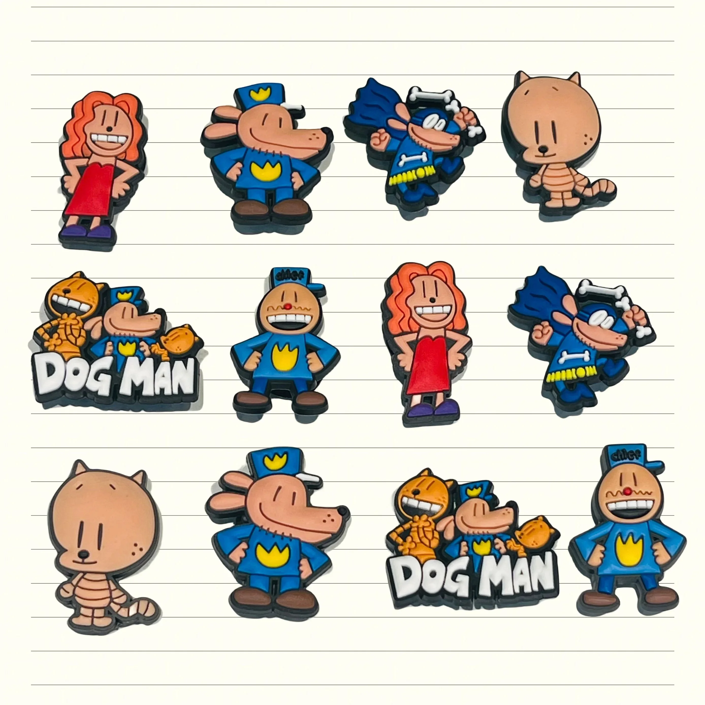 12Pcs Cartoon Dog Men Shoe Charms Slides Clog Sandals Shoes Decorations Accessories Buckle For Friend Party Gifts