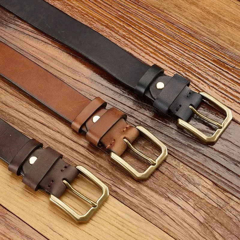 Top-grain leather men's belt handcrafted casual and versatile for men new style