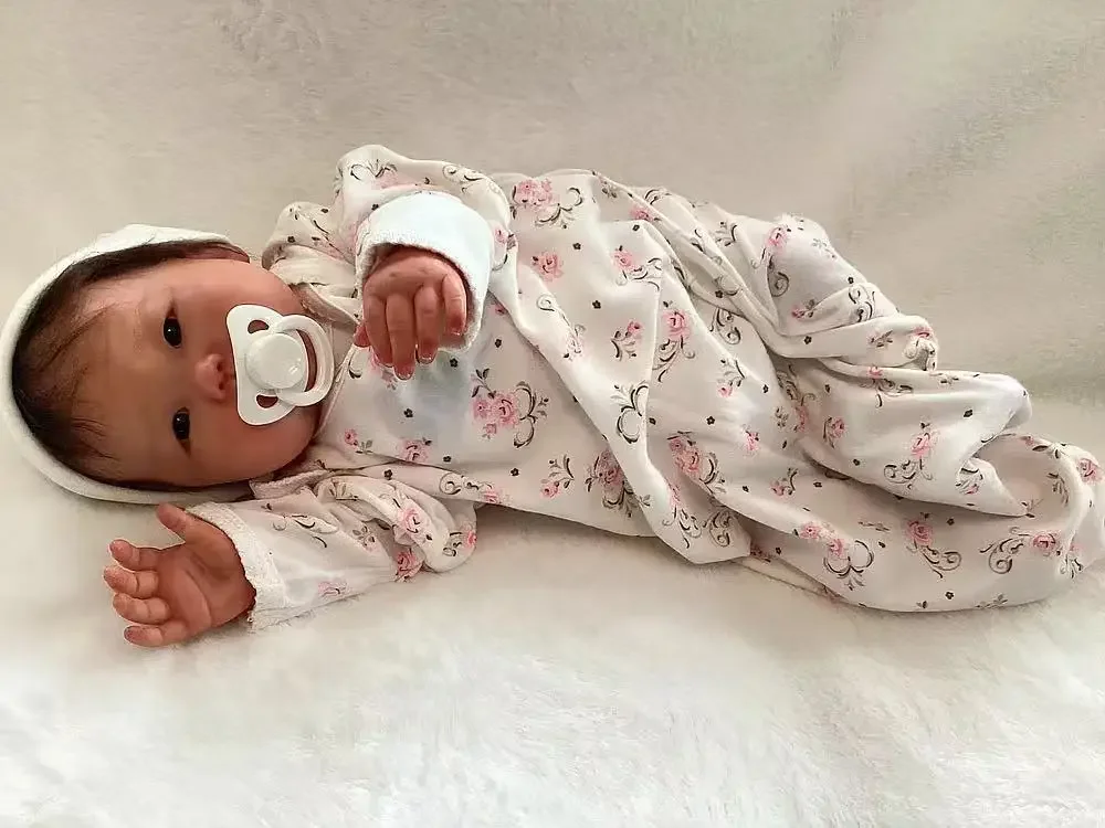 DLS – bébé Reborn Anming personnalisé de 43cm, approvisionnement limité, avec Mohair enraciné à la main, poupée déjà finie avec robe