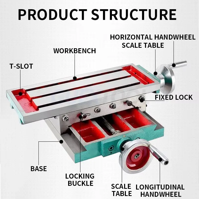 High Precision Improved Cross Slip Table Cross Slip Table for Drilling Milling Machine 450 * 170 (with Ruler)