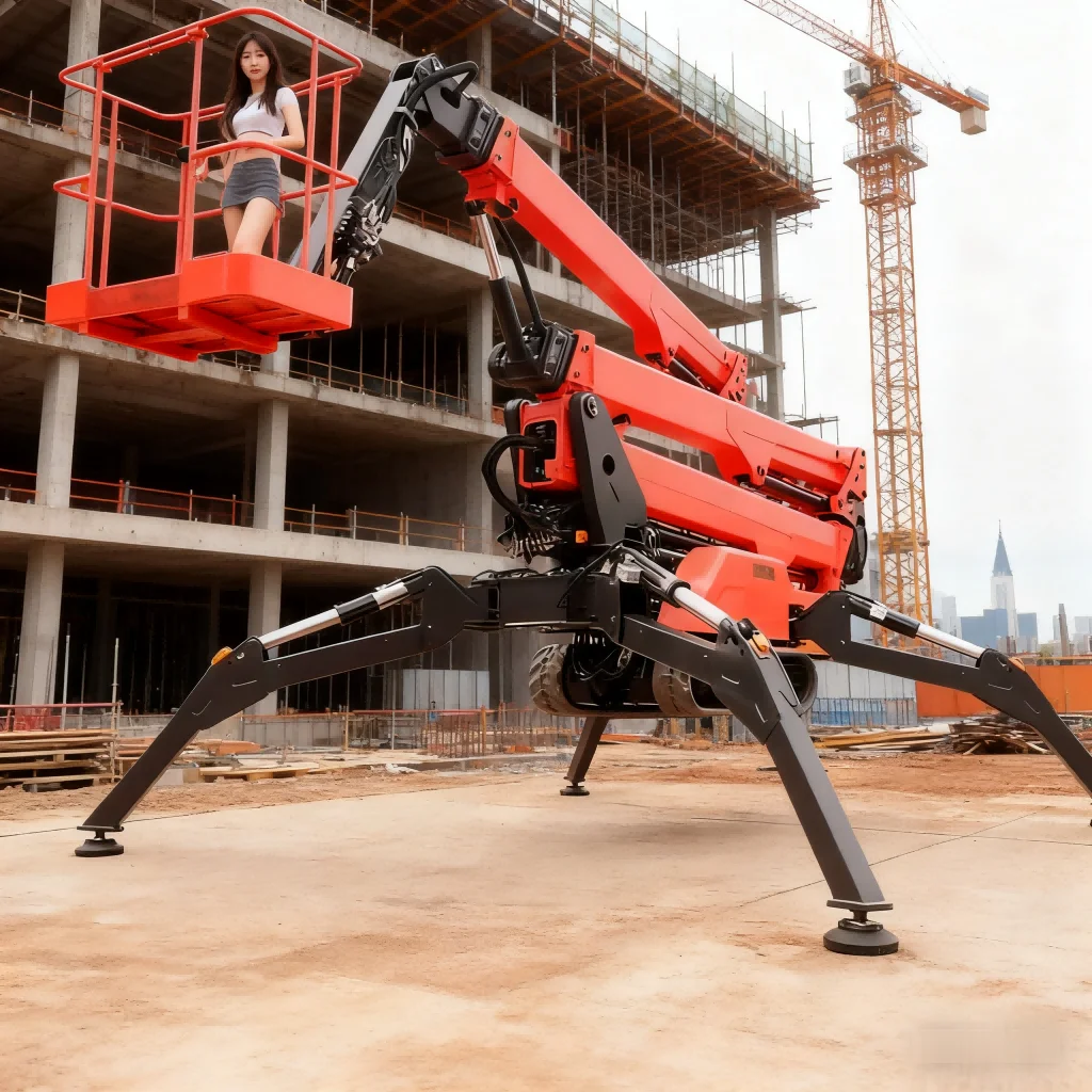 21M 24M 27M Working Height Spider Aerial Work Platform Motor Drive Double-Layer Telescopic Boom Aerial Work Platform