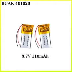 8PCS 401020 Polymer Lithium Battery 3.7V 110mAh 1C Discharge for Bluetooth Headsets Recording Pens Small Toys Bluetooth Speakers