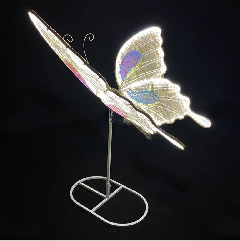 

Iron art electric intelligent dynamic luminous butterfly wedding hall props air wings mall performance party decora pendant wedd