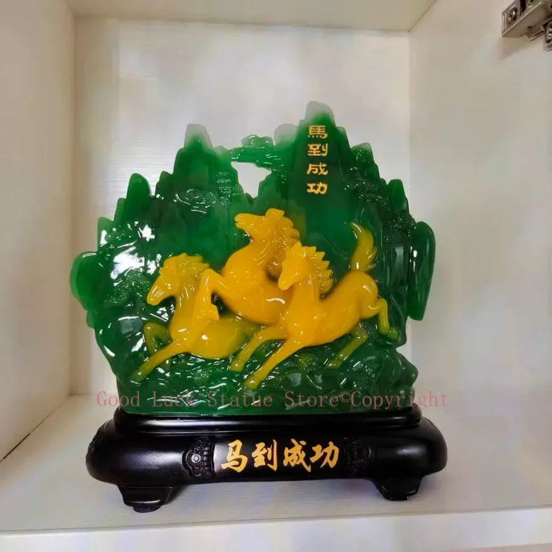 Smooth work business booming 2024 HOME company BAR CLUB Auspicious Lucky Decorative Ornaments RESIN JADE Success HORSE