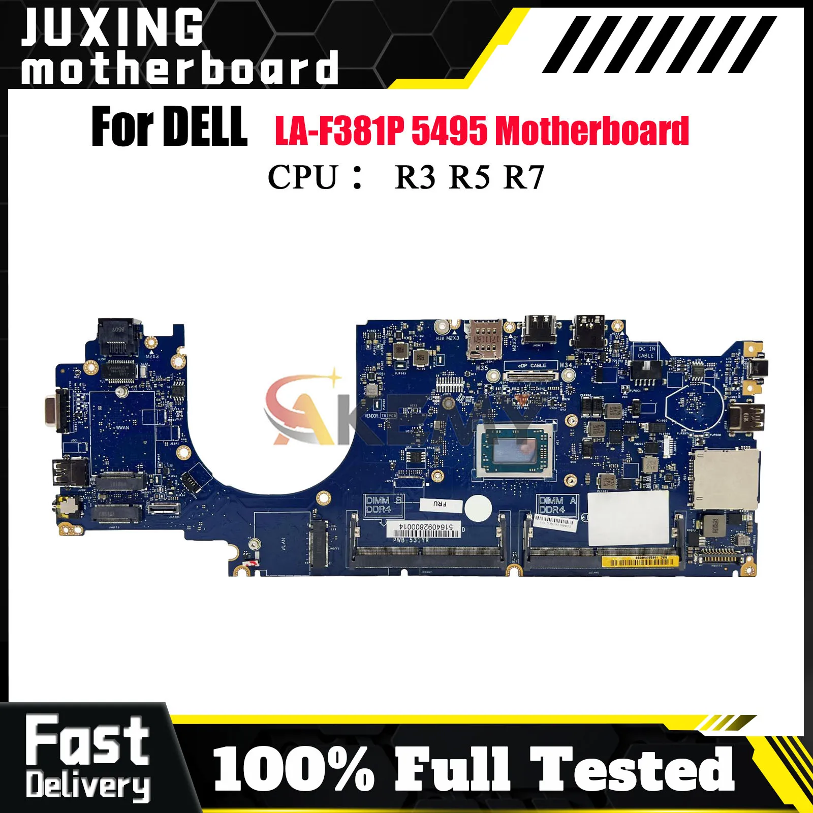 

For Dell Latitude 5495 with R3 R5 R7 CPU LA-F381P Laptop Motherboard 07CT81 09GYDK 0MV0K5 High-quality Tested OK
