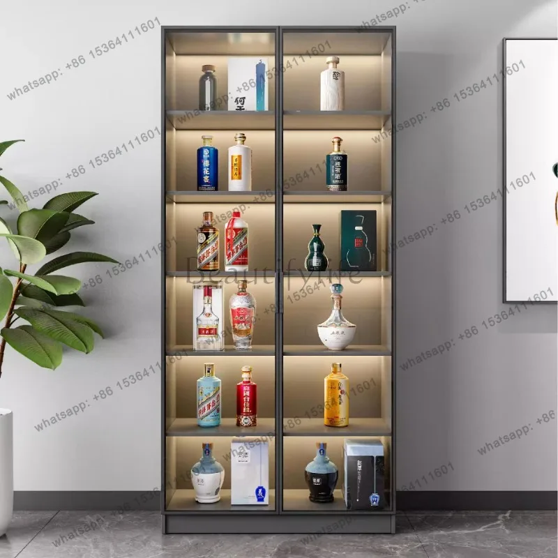 

Transparent Glass Bar Cabinet Storage Living Room Mobile Kitchen Wine Cabinet Nordic Standing Estante Chinese Style Furniture