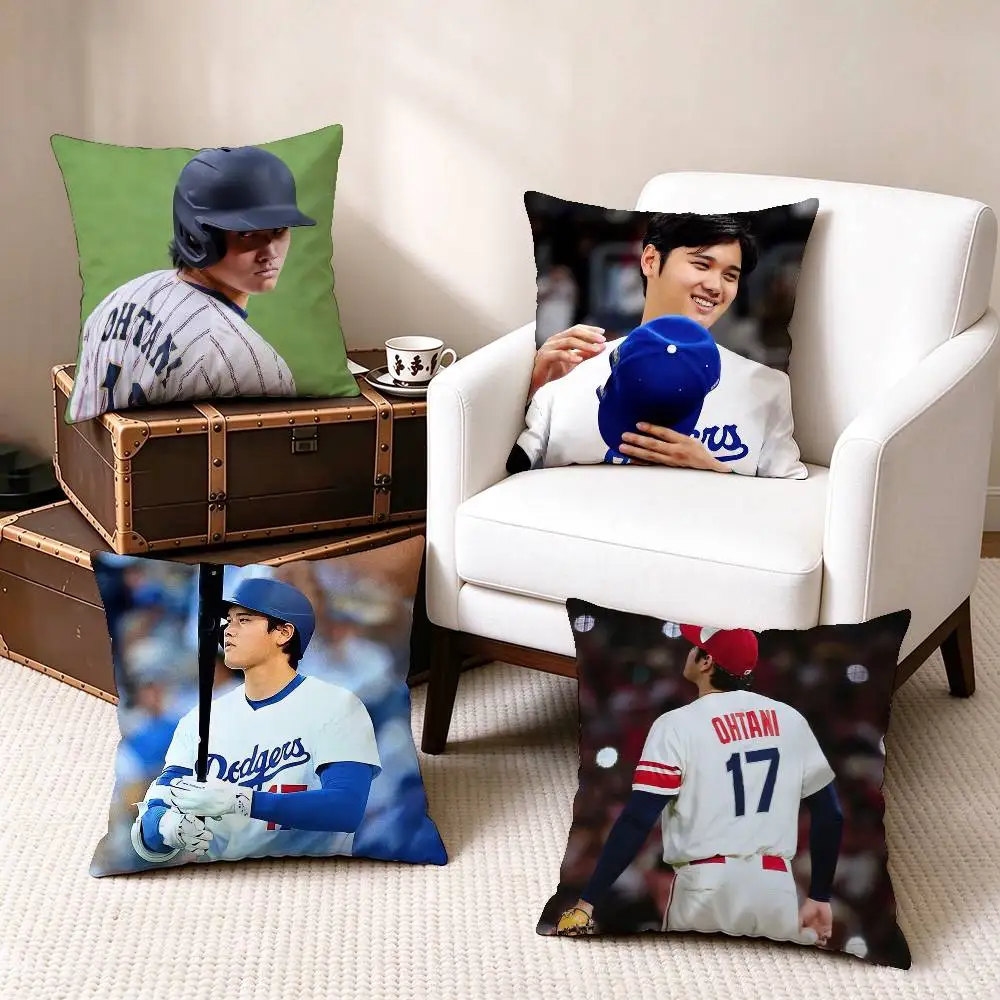 Baseball Player S-Shohei Ohtani  Square Double-Sided printed Pillow Case Bedroom Bedside Pillow Sofa Cushion Cover