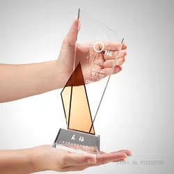 Creative Customized K9 Crystal Trophy, Engraved Upscale Authorization Plate, Honor Award, Excellent Employee Trophy, 1Pc