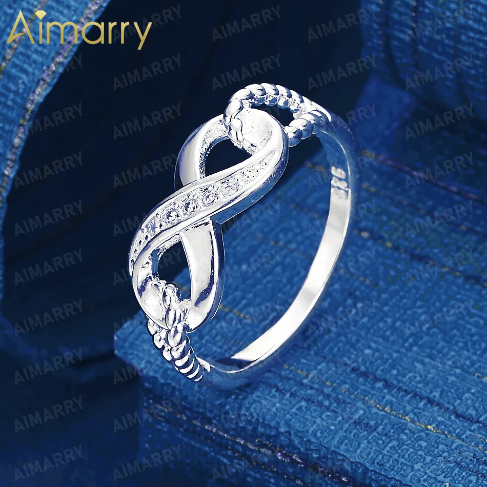 925 Sterling Silver 7-10 # Eternal Infinite Symbol Set with AAA Zircon Ring Women's Gift Wedding High-quality Fashion Jewelry