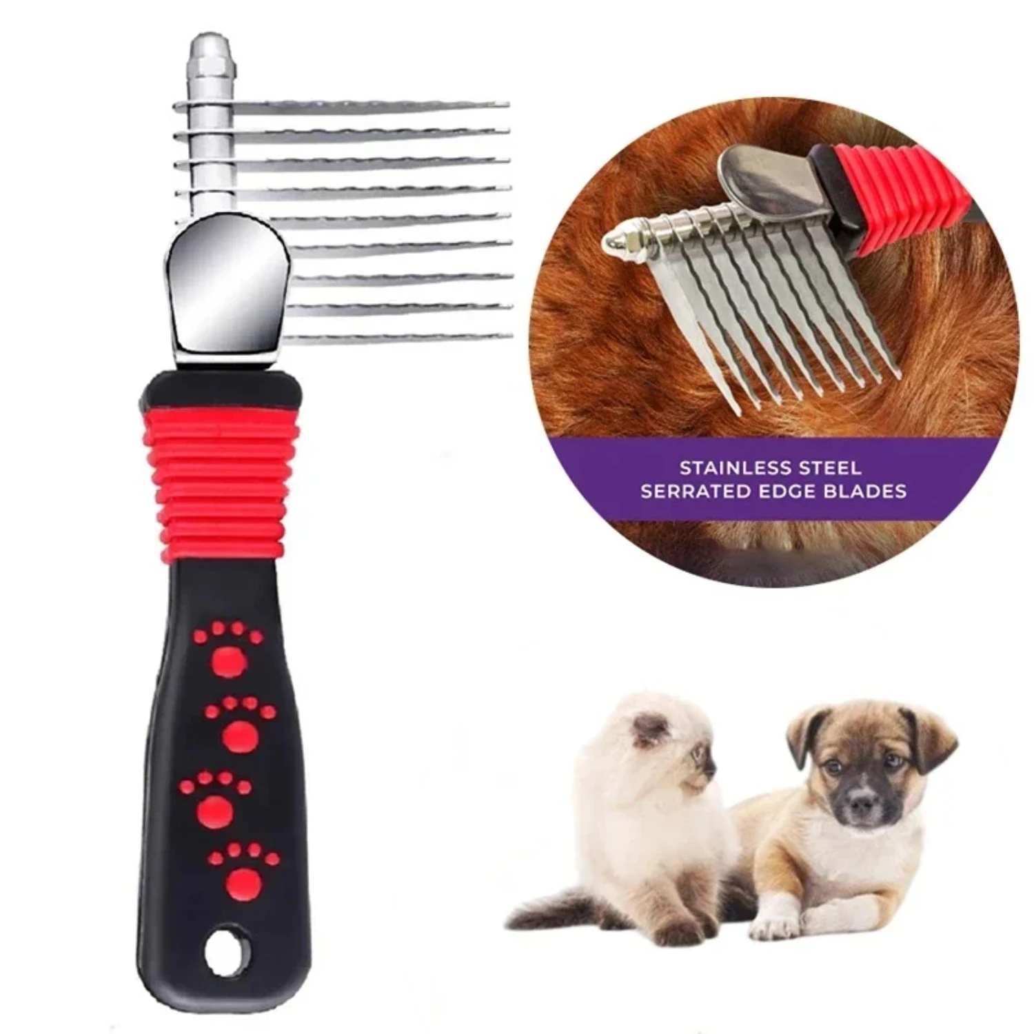 Professional Pet Dematting Rake Comb Brush Tool for Dogs and Cats - Effective and Gentle Removal of Tangles and Knots in Underco - Product Main Image