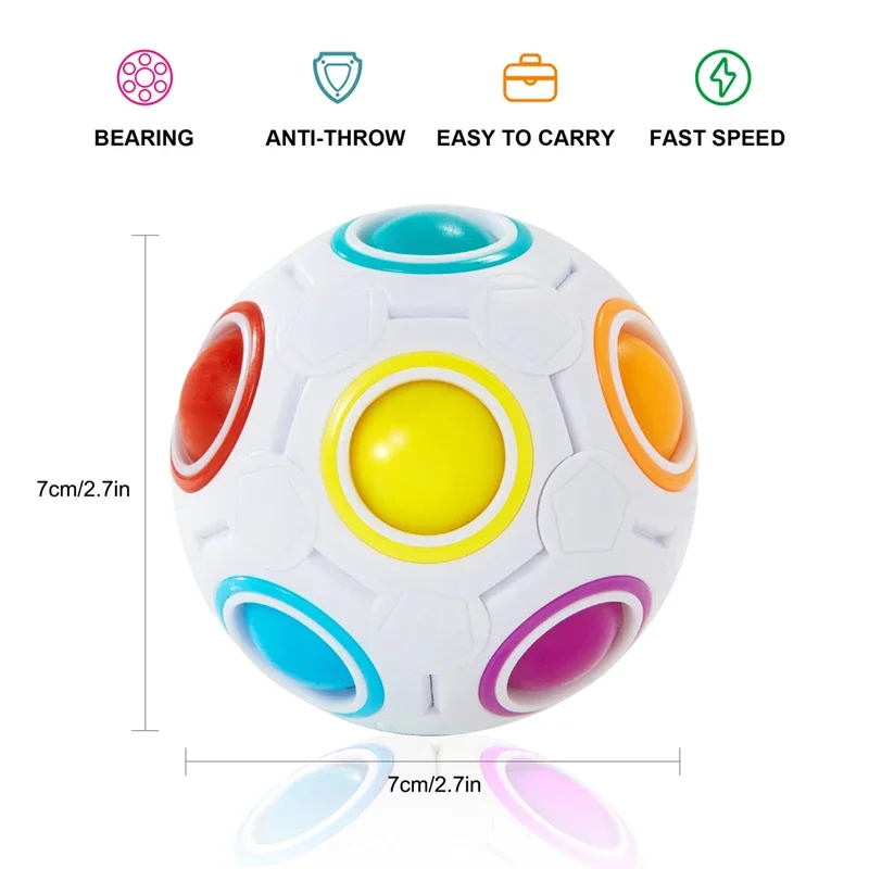 Magic Rainbow Puzzle Ball Fidget Anti Stress Toys for Children Adult Creative Stress Relief Colors Matching Ball Fun Games Gifts