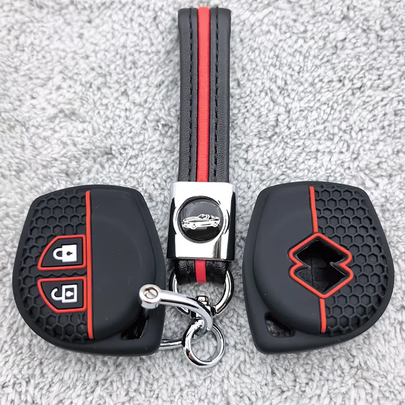 2 Buttons Silicone Car Key Cover Bag Shell Case Keychain Protector for Suzuki Swift Ignis Vitara Liana Ciaz Baleno Accessories