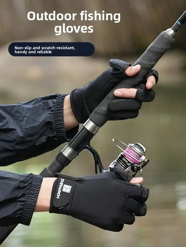 Men's Winter Outdoor Fleece Gloves: Fingerless with 3-Finger Flip Cover, Touch-Screen Compatible, Honeycomb Anti-Slip for Riding