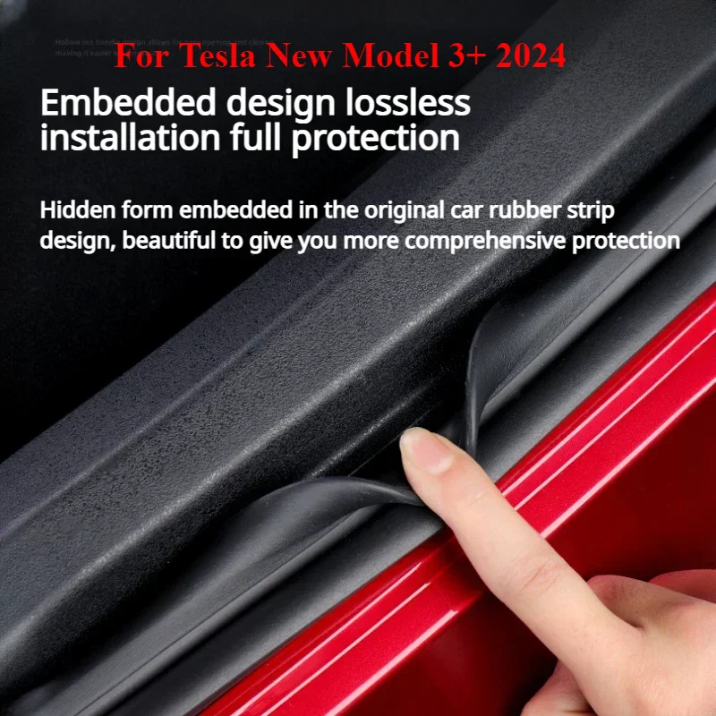 For Tesla New Model 3 Highland 2024 Car Trunk Sill Plate Protector TPE Boot Loading Cover Back Sill Anti Scratch Protection Lid