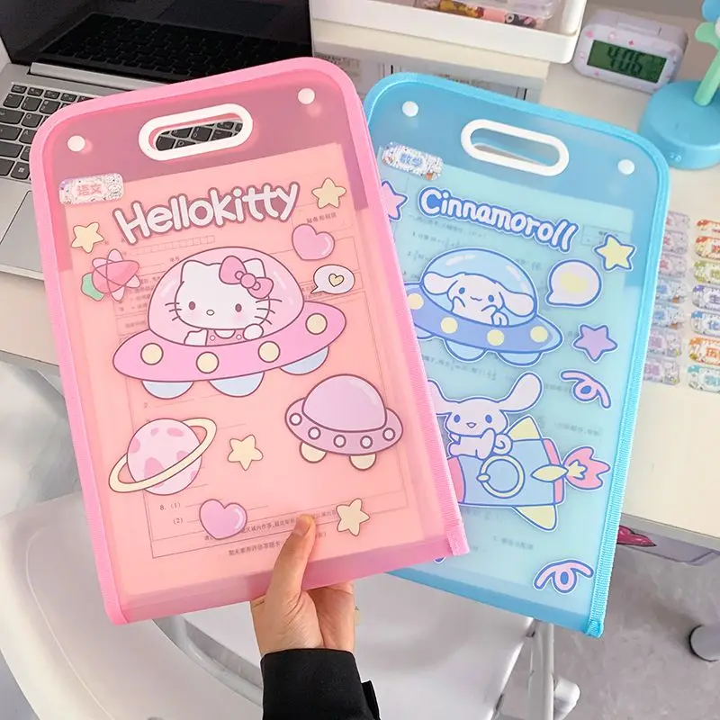 

Hello Kitty Sanrio A4 Expanding DIY File Handheld Folder Student Test Paper Multilayer Storage Bag Cartoon Cute Delicate Simple