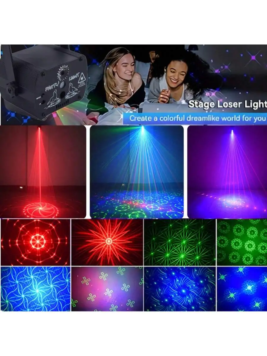 Party Lighting: DJ Disco Lights, Disco Balls, RGB Voice-Sensing LED Fluorescent Lights, Strobe Lights, Projectors