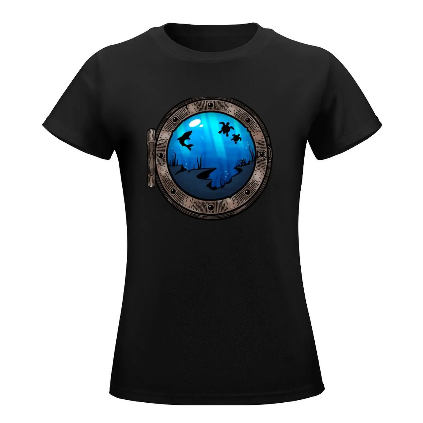 Ocean Window T-Shirt Blouse female plus size tops summer top tshirts woman