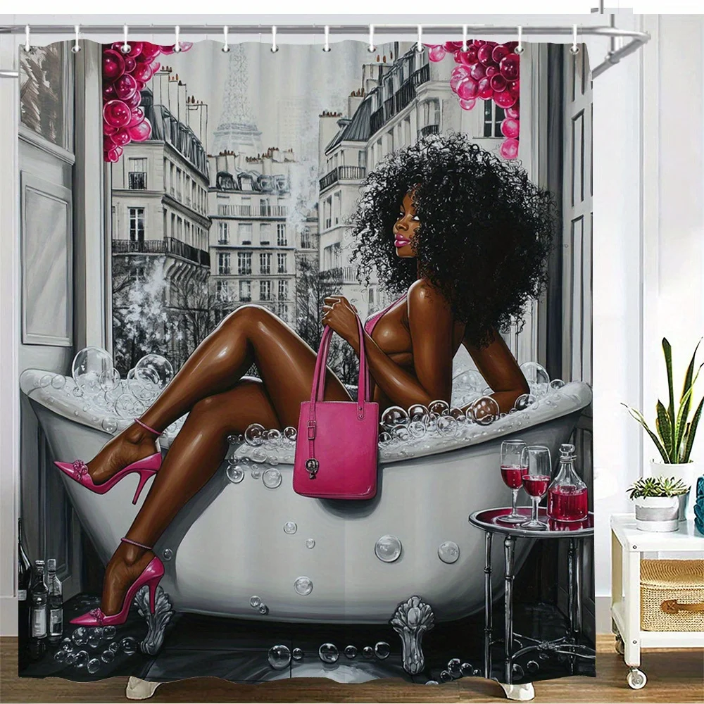 

Роскошная занавеска для душа Parisian Glamour из полиэстера, декор для ванной, машинная стирка, с крючками в комплекте