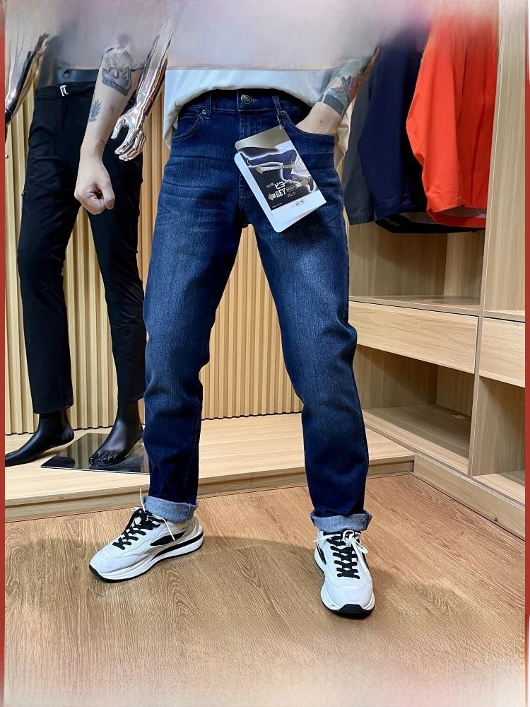 

Высококачественные мужские повседневные джинсовые брюки с талией, высококачественные эластичные осенние длинные брюки для поездок на работу