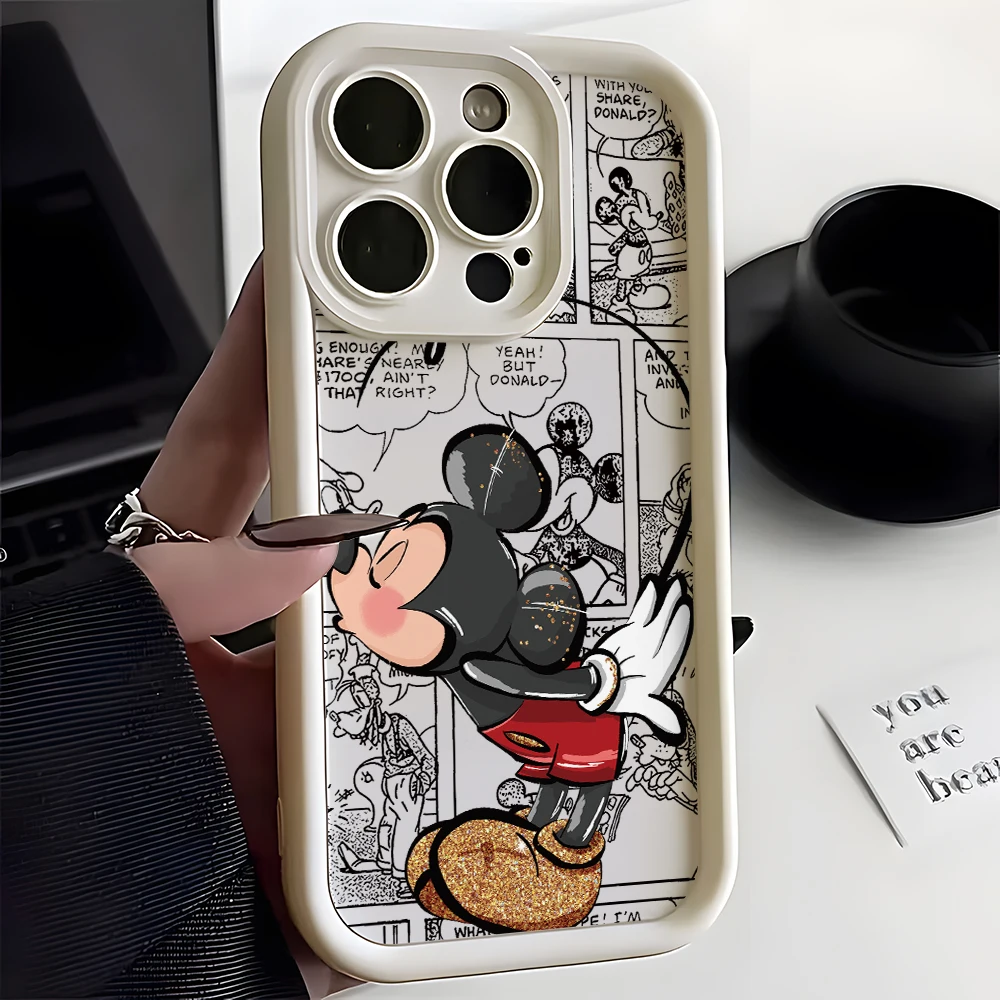 Mickey Minnie Kiss Phone Case for Xiaomi Redmi Note 13 12 12S 11 11S 10 9 8 Pro Plus A3 13C 12C 10C 9C 4G 5G Ladder Lens Cover